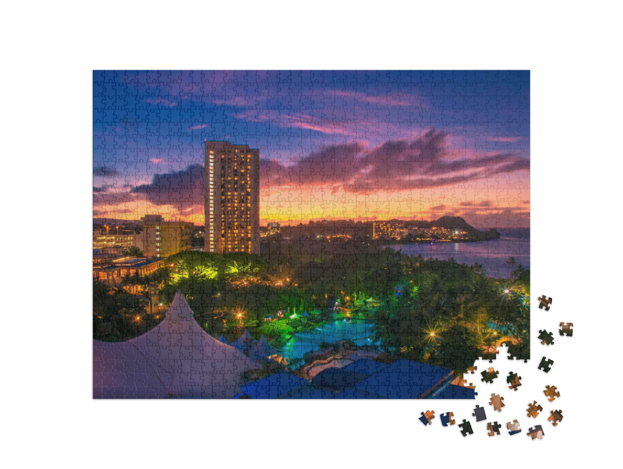 Puzzle 1000 pezzi „Un tramonto colorato su Guam“