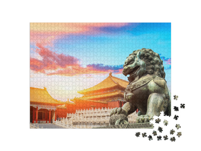 Puzzle 1000 pezzi „Leone di bronzo nella Città Proibita, Pechino“