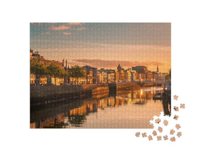 Puzzle 1000 pezzi „Vista su Dublino all'alba, Irlanda“