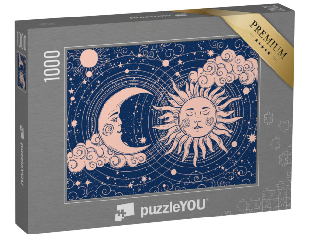 Puzzle 1000 pezzi „Luna crescente e sole con luna“
