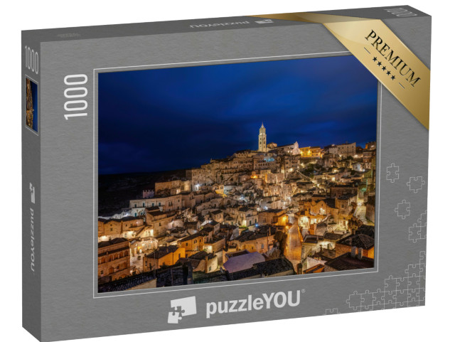 Puzzle 1000 pezzi „Il centro storico di Matera, nell'Italia meridionale, di notte“