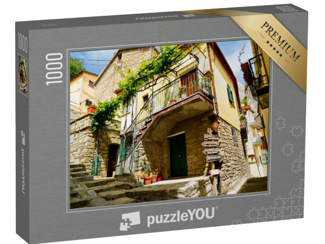 Puzzle 1000 pezzi „Castelmezzano, l'antico borgo immerso nei tipici panorami delle Dolomiti Lucane, Potenza“