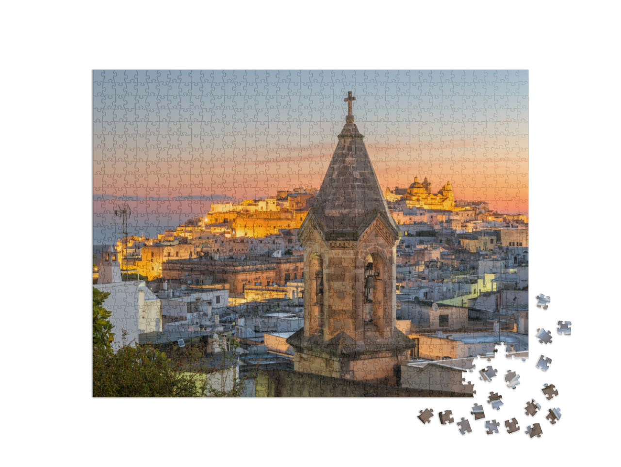 Puzzle 1000 pezzi „Ostuni, in Puglia, all'alba.“