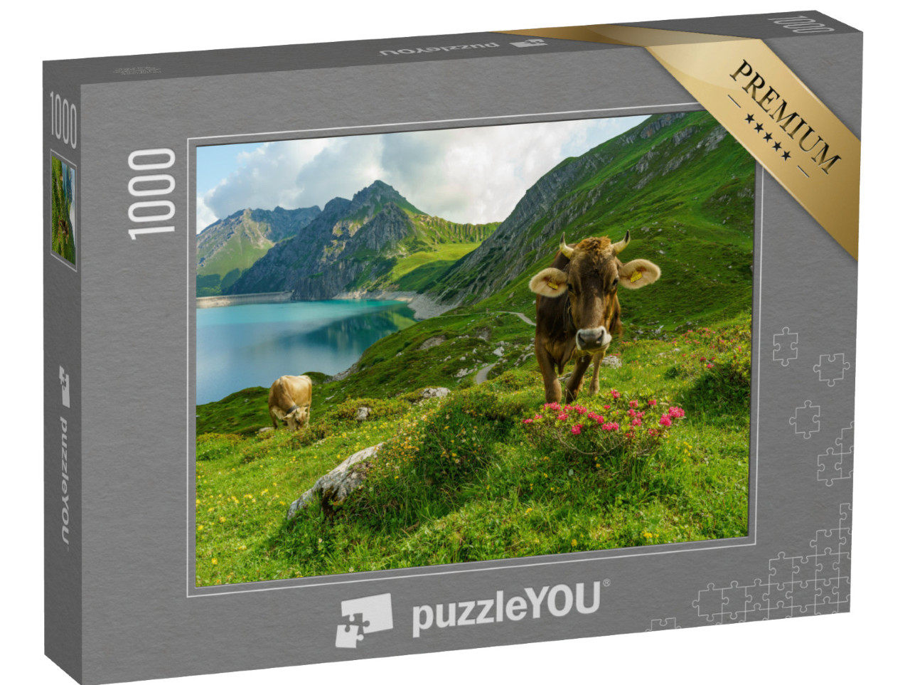 Puzzle 1000 pezzi „Mucca felice in alpeggio“