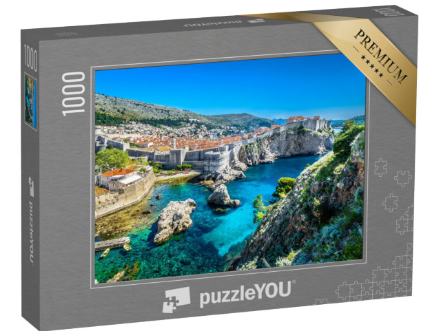 Puzzle 1000 pezzi „Vista aerea panoramica di Dubrovnik, Mare Adriatico, Croazia, Europa“