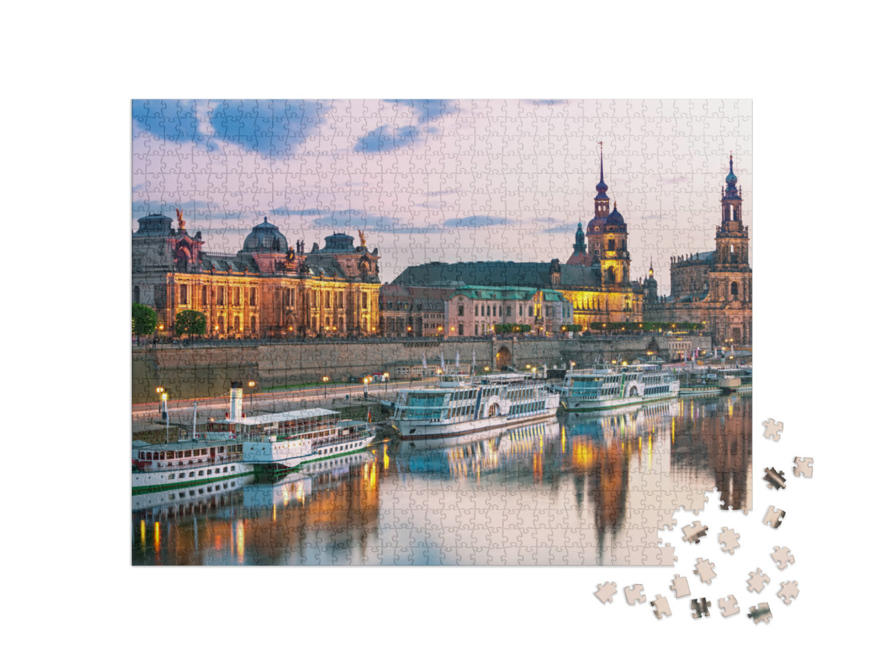 Puzzle 1000 pezzi „Dresdeners sull'Elba al tramonto“