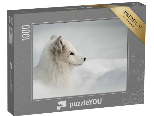 Puzzle 1000 pezzi „Femmina di volpe artica esce dalla sua grotta di neve“