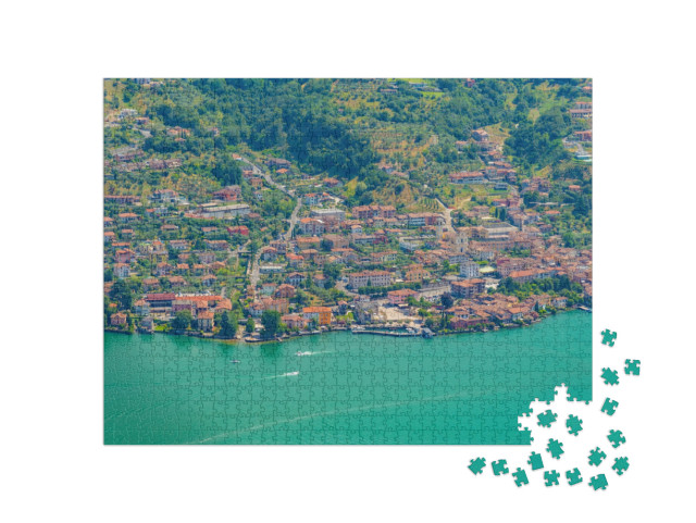 Puzzle 1000 pezzi „Vista aerea di Sulzano da Monte Isola in Italia“