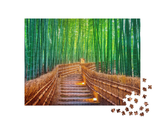 Puzzle 1000 pezzi „La mistica foresta di bambù di Kyoto, Giappone“