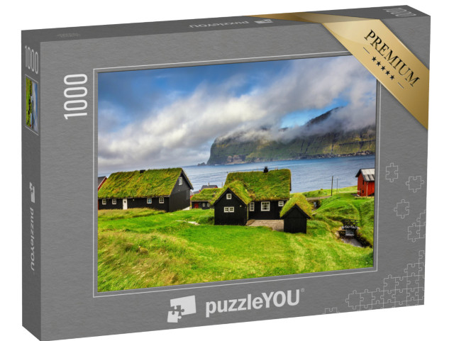 Puzzle 1000 pezzi „Il villaggio di Mikladalur sulle Isole Faroe in Danimarca“