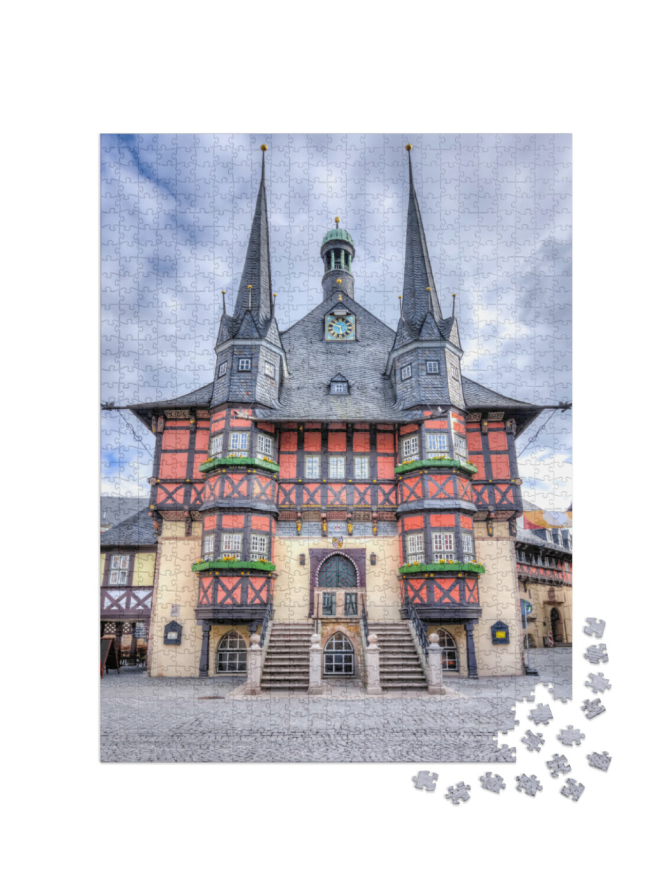 Puzzle 1000 pezzi „Il municipio di Wernigerode sulla piazza del mercato, Germania“