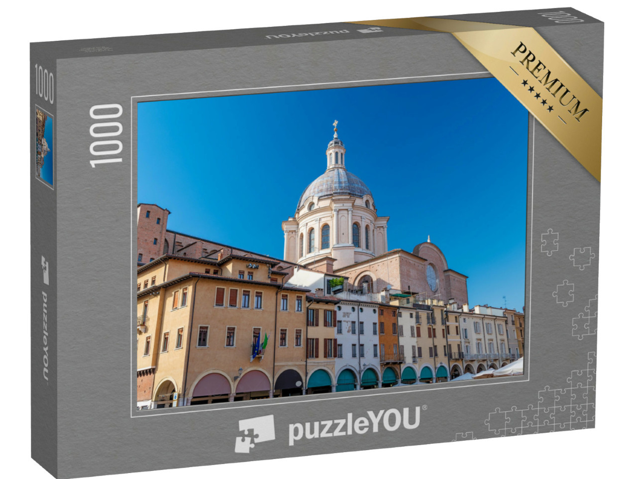 Puzzle 1000 pezzi „La Basilica di Sant'Andrea, in stile rinascimentale, e il centro storico di Mantova, in Lombardia“