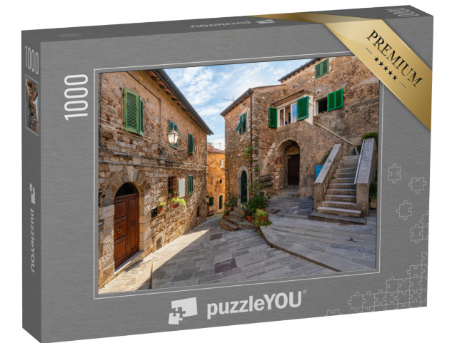 Puzzle 1000 pezzi „Vista del borgo di Campiglia Marittima in un soleggiato pomeriggio d'estate, Toscana“