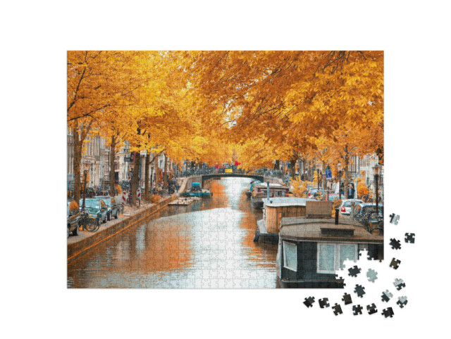 Puzzle 1000 pezzi „Amsterdam autunno, luoghi belli in Europa“