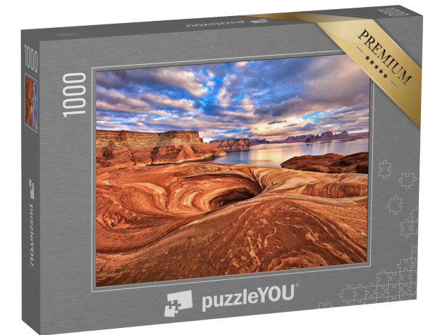 Puzzle 1000 pezzi „Formazione rocciosa lungo le rive del lago Powell, Arizona“