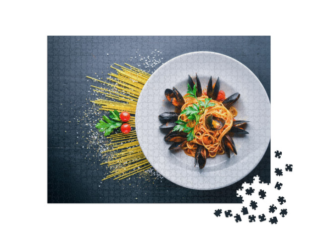 Puzzle 1000 pezzi „Pasta con cozze e frutti di mare“
