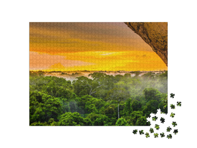 Puzzle 1000 pezzi „Tramonto nella foresta amazzonica, Brasile“