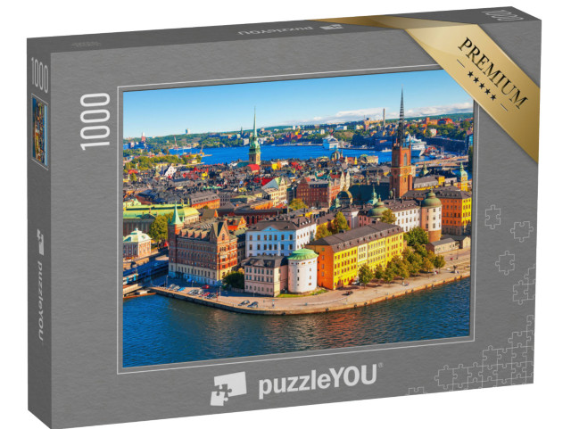 Puzzle 1000 pezzi „Panorama aereo estivo del centro storico di Gamla Stan, Stoccolma“