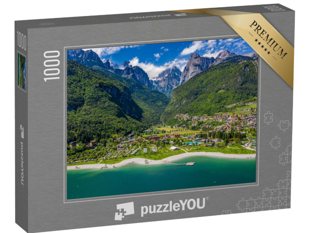 Puzzle 1000 pezzi „Panorama aereo del Lago di Molveno, Italia“
