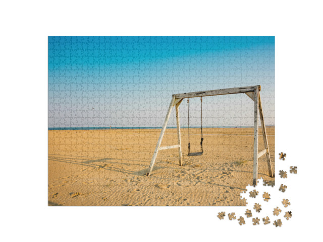 Puzzle 1000 pezzi „altalena sulla spiaggia di Lido di Spina, Italia“