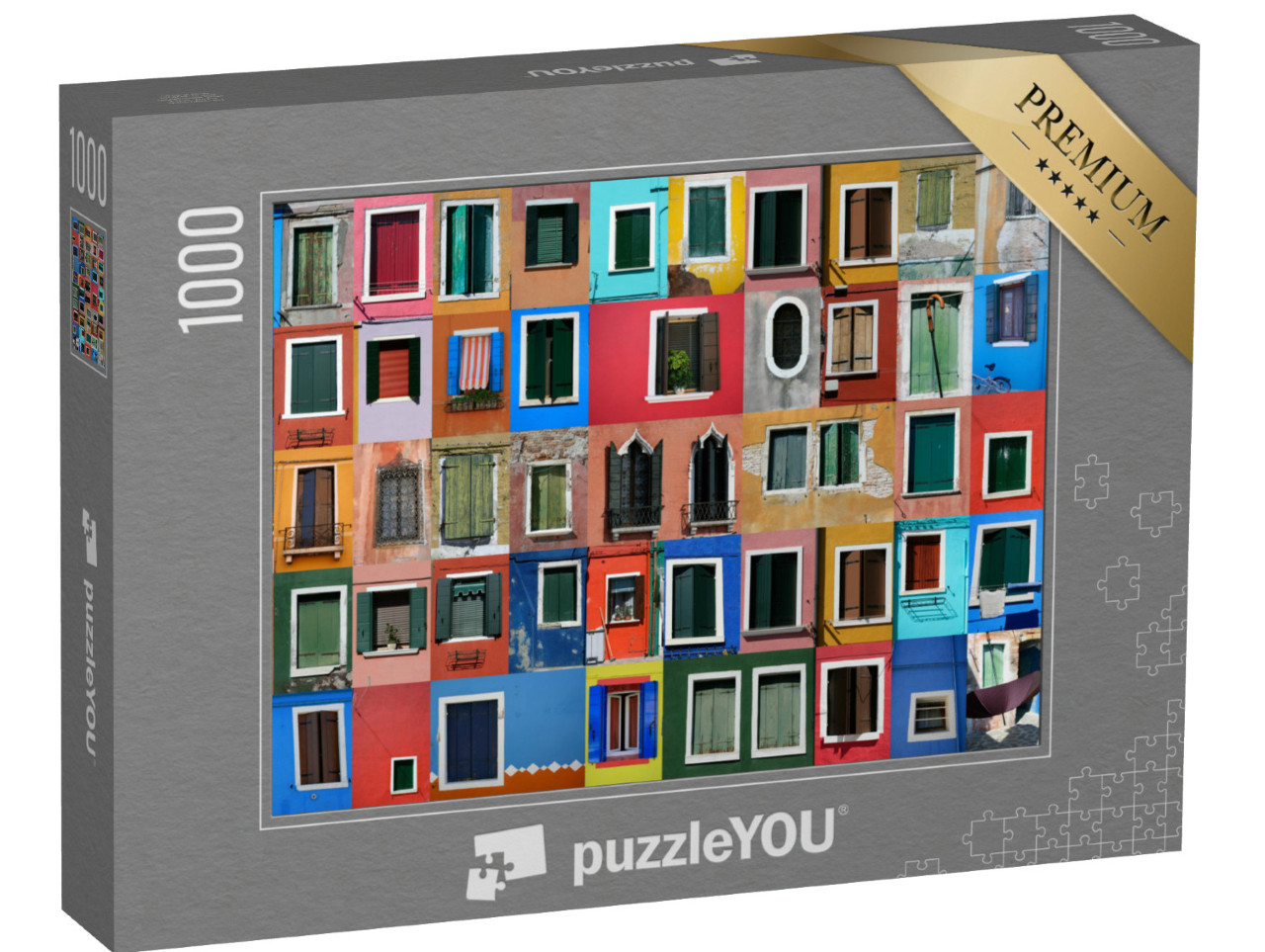 Puzzle 1000 pezzi „Collage delle case colorate di Burano di fronte a Venezia“