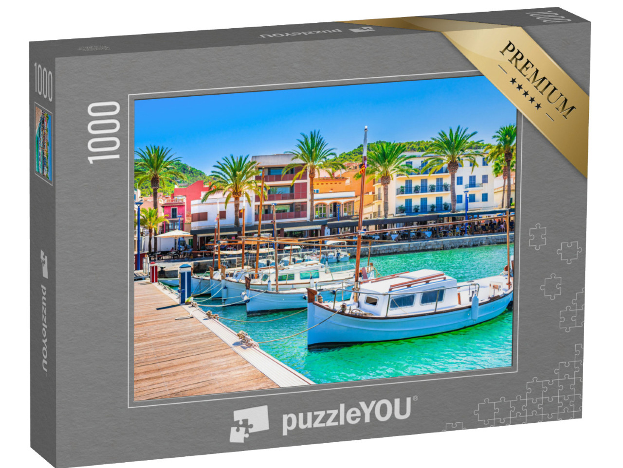 Puzzle 1000 pezzi „Barche al molo di Port de Andratx, Mallorca“