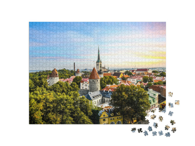 Puzzle 1000 pezzi „Veduta della città medievale di Tallinn in Estonia“