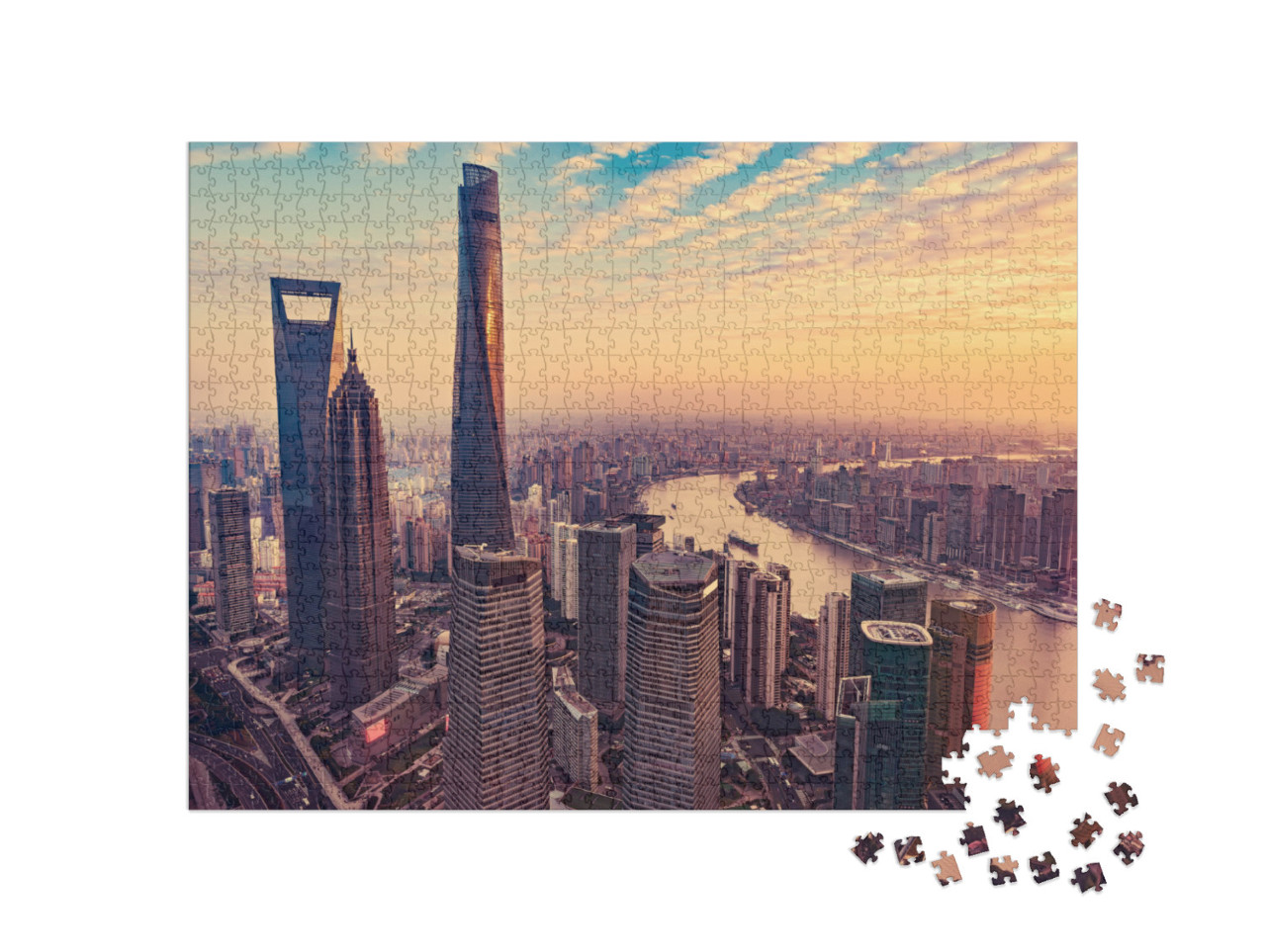 Puzzle 1000 pezzi „Vista aerea della città di Shanghai“