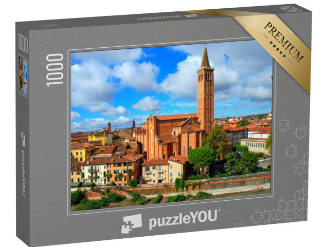 Puzzle 1000 pezzi „Verona: Veduta aerea della Basilica di Santa Anastasia e del complesso della cattedrale di Verona“