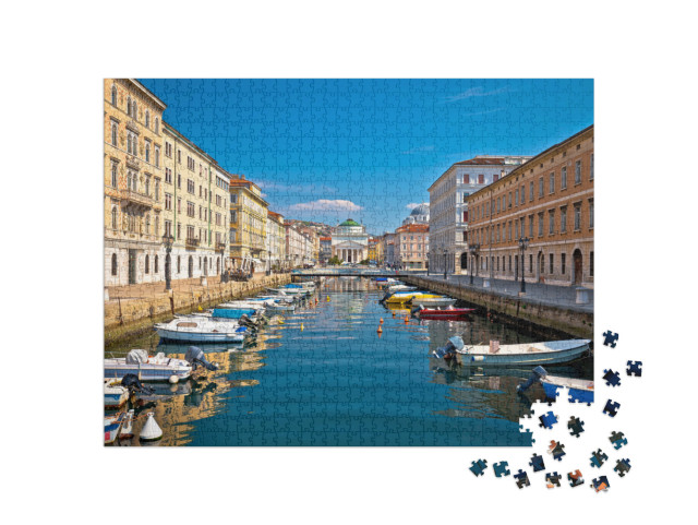 Puzzle 1000 pezzi „Veduta del canale di Trieste e della piazza di Ponte Rosso, città del Friuli Venezia Giulia“