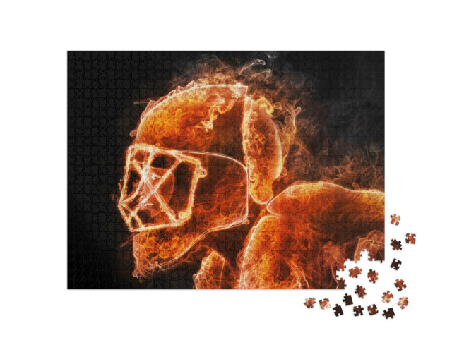 Puzzle 1000 pezzi „Giocatore di hockey in stile fuoco“
