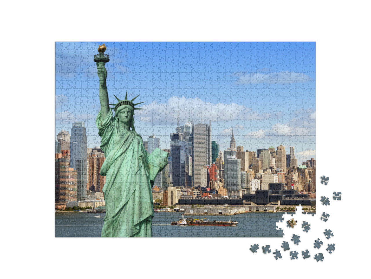 Puzzle 1000 pezzi „La Statua della Libertà con il fiume Hudson, New York City“