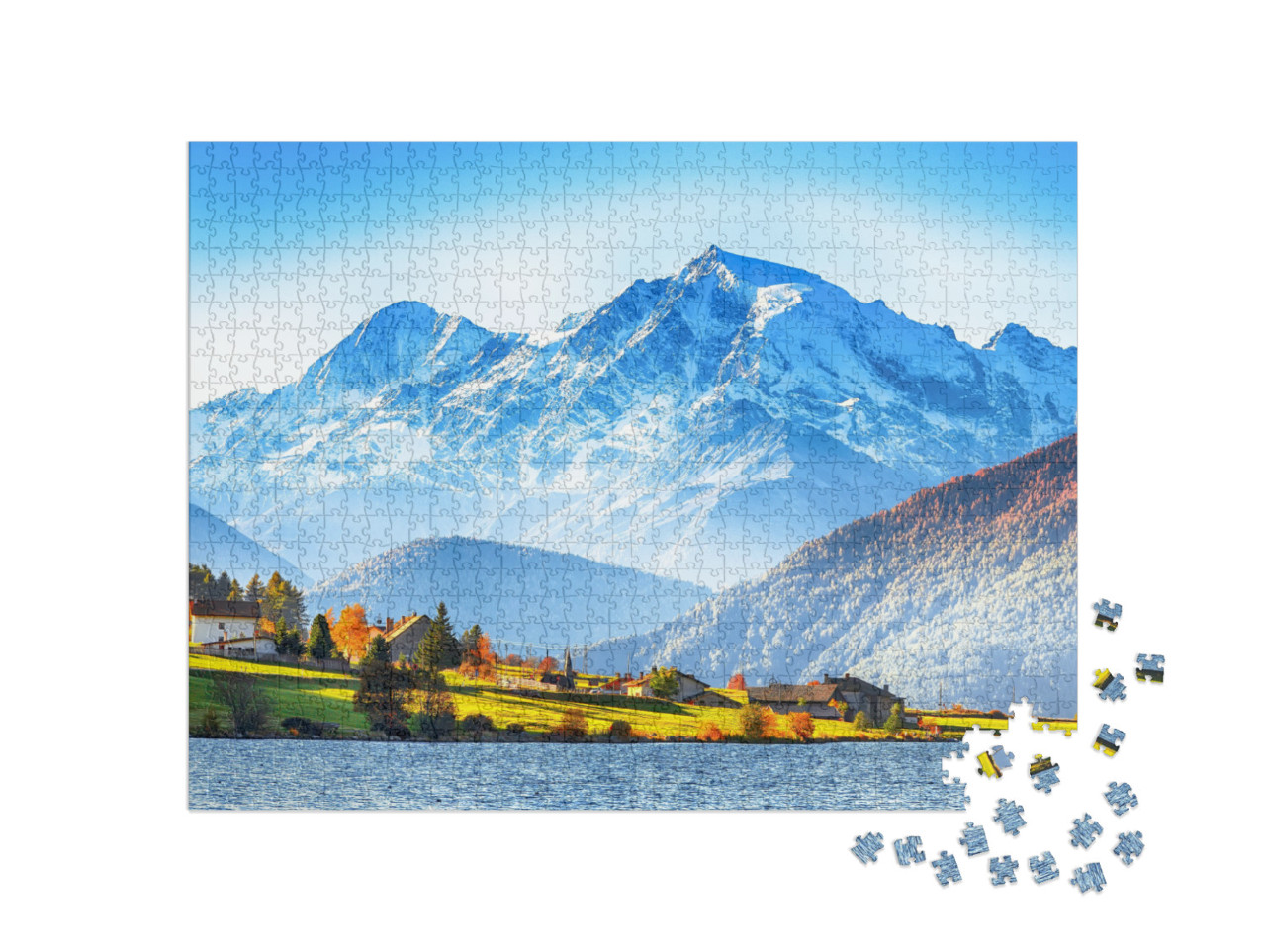 Puzzle 1000 pezzi „Lago della Muta, noto anche come Lago di Haidersee, Alto Adige“