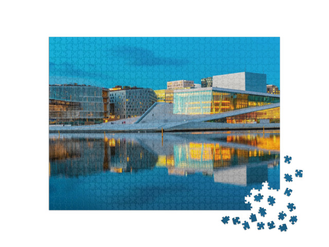 Puzzle 1000 pezzi „Vista notturna del Teatro dell'Opera di Oslo, Norvegia“