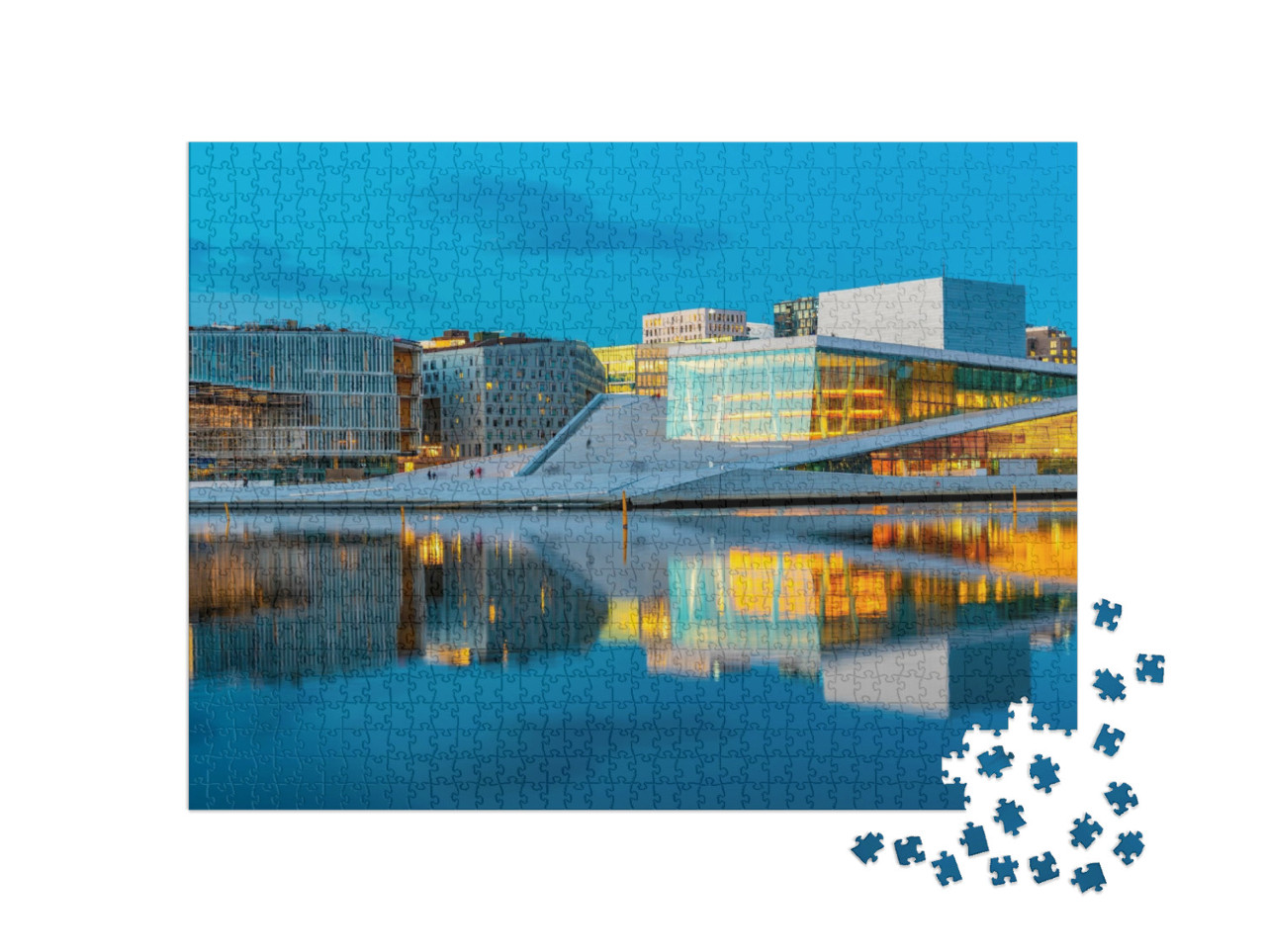 Puzzle 1000 pezzi „Vista notturna del Teatro dell'Opera di Oslo, Norvegia“
