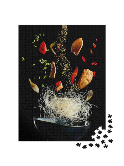 Puzzle 1000 pezzi „Un wok con pollo e spezie“