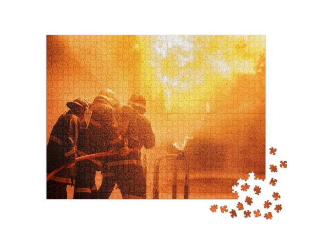 Puzzle 1000 pezzi „I vigili del fuoco combattono un incendio“