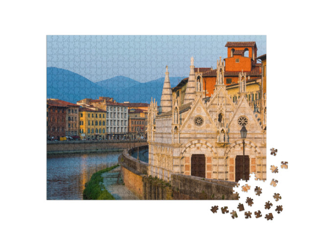 Puzzle 1000 pezzi „Pisa, Italia, paesaggio serale con fiume“
