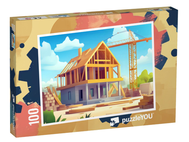 Puzzle 100 pezzi „Una nuova casa è in costruzione“