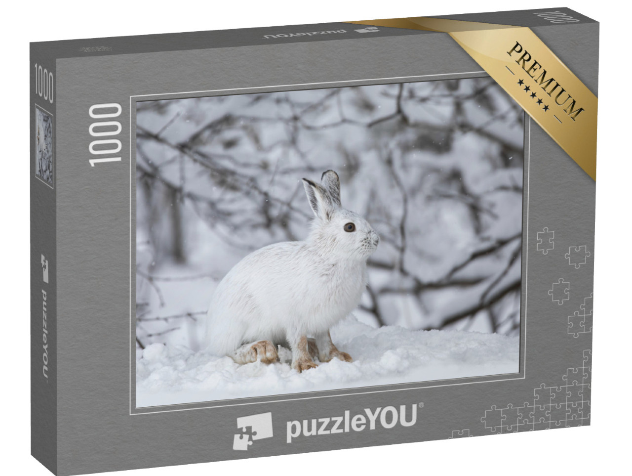 Puzzle 1000 pezzi „Lepre bianca nell'inverno canadese“