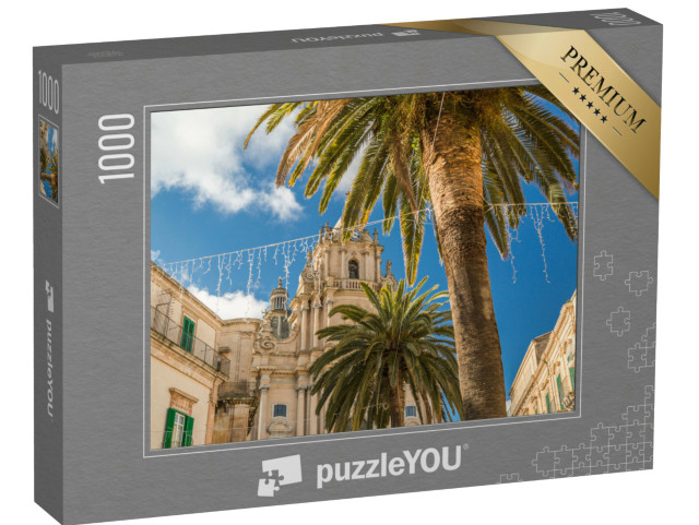 Puzzle 1000 pezzi „Una soleggiata giornata autunnale nell'antica città di Modica in Sicilia“
