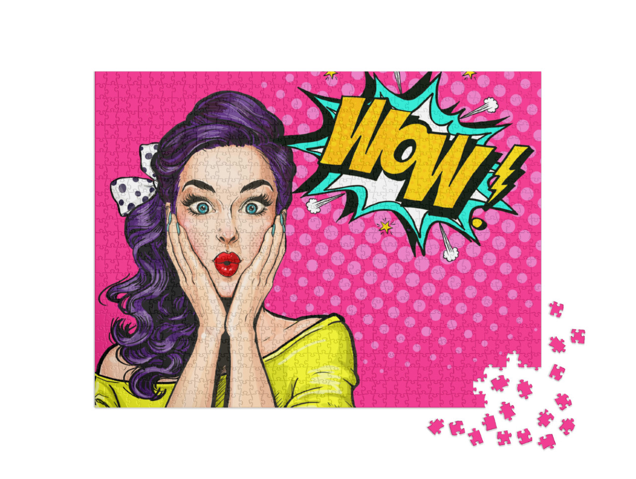 Puzzle 1000 pezzi „Pop Art: Donna con la faccia WOW“