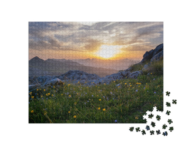 Puzzle 1000 pezzi „Tramonto sul monte Taljanka tra Albania e Montenegro“