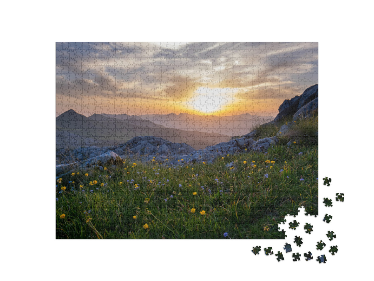 Puzzle 1000 pezzi „Tramonto sul monte Taljanka tra Albania e Montenegro“