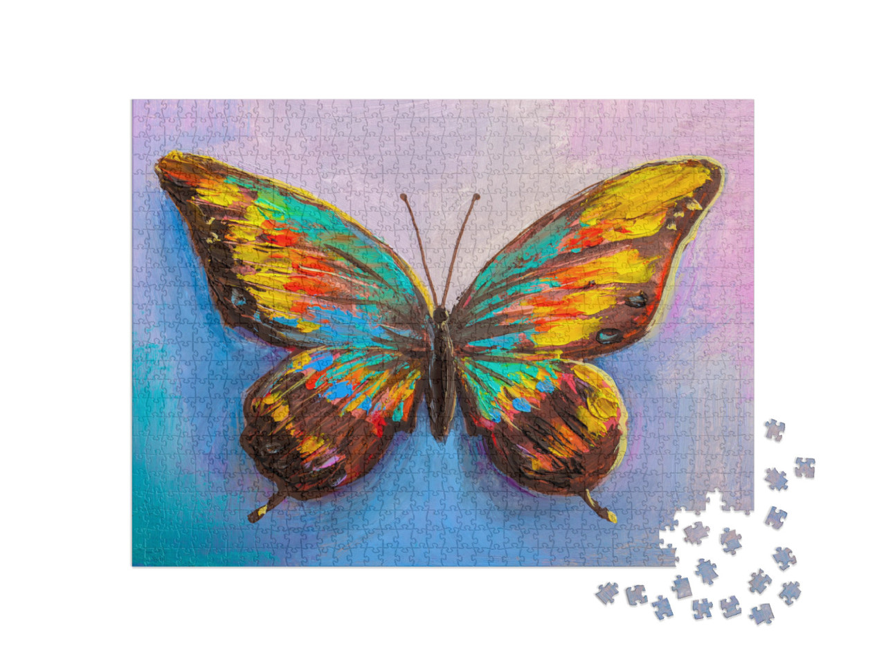 Puzzle 1000 pezzi „Pittura ad olio, bella farfalla“