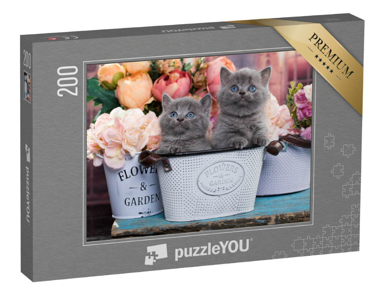 Puzzle 200 pezzi „Gattino in un vaso di fiori“