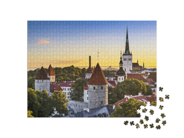 Puzzle 1000 pezzi „Vista del centro storico di Tallinn, Estonia“