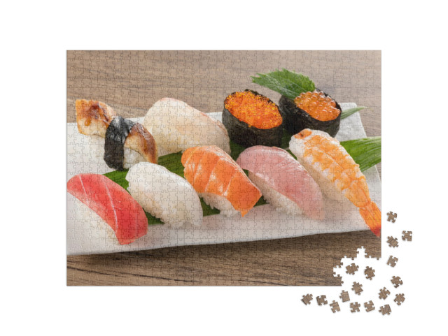 Puzzle 1000 pezzi „Sushi nigiri su un piatto“