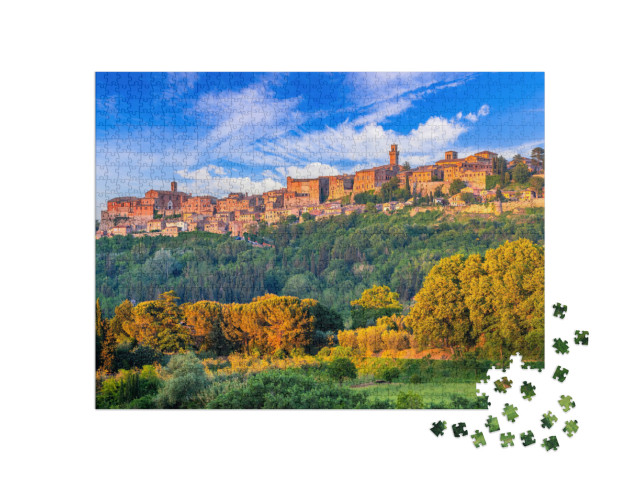 Puzzle 1000 pezzi „Montepulciano, Italia. Splendida veduta della città storica famosa per il suo vino, sulle colline toscane“
