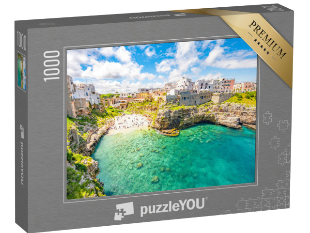 Puzzle 1000 pezzi „Polignano a Mare, Puglia, Italia, Europa. Paesaggio marino sul mare Adriatico“